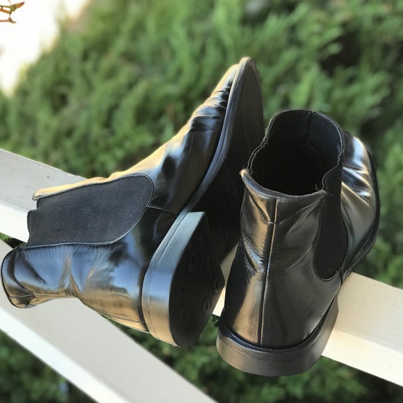 Sold- Prada Black Leather Square Toe Chelsea Boots - Picture 5 of 8